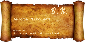 Bencze Nikolett névjegykártya